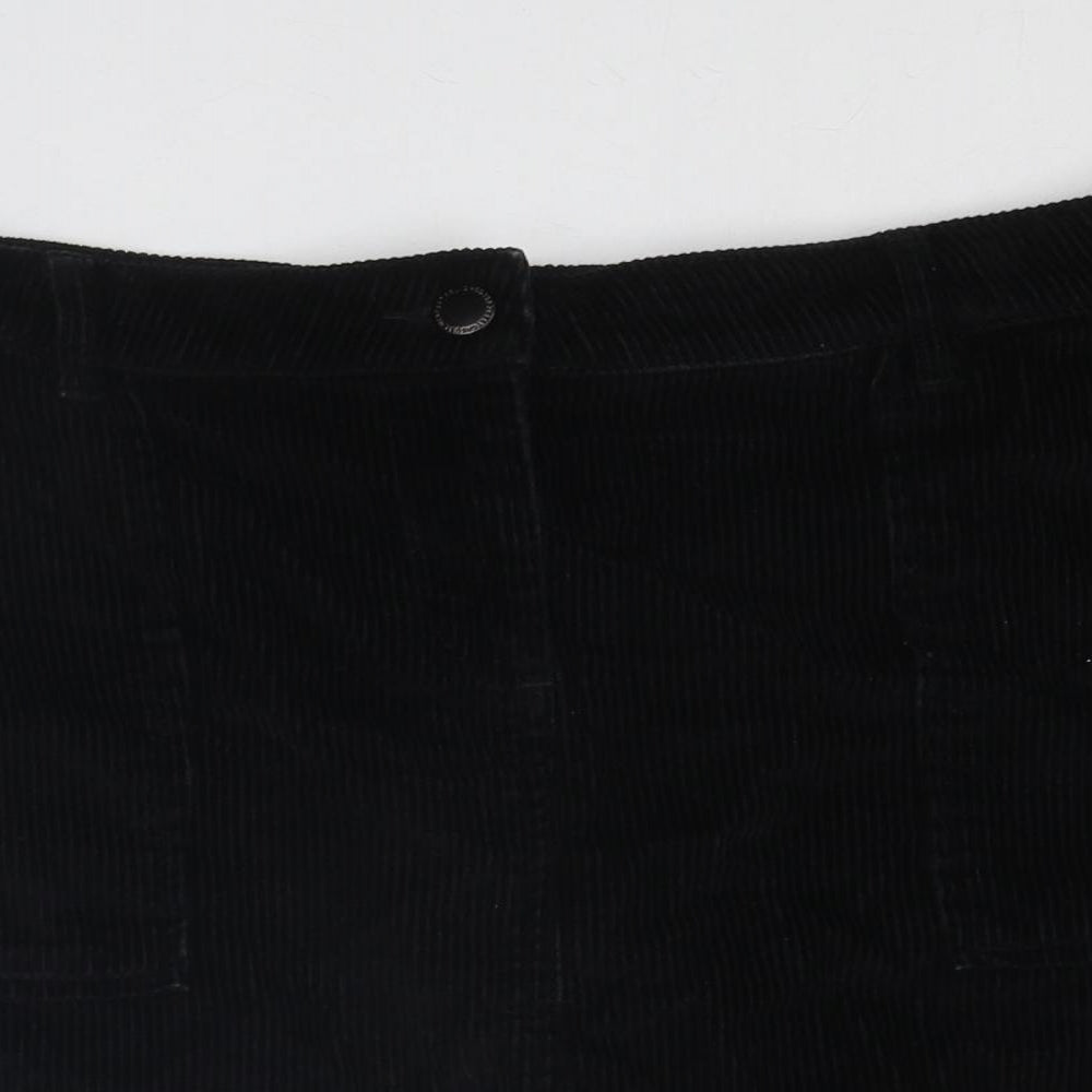 NEXT Womens Black Cotton A-Line Skirt Size 14 Zip