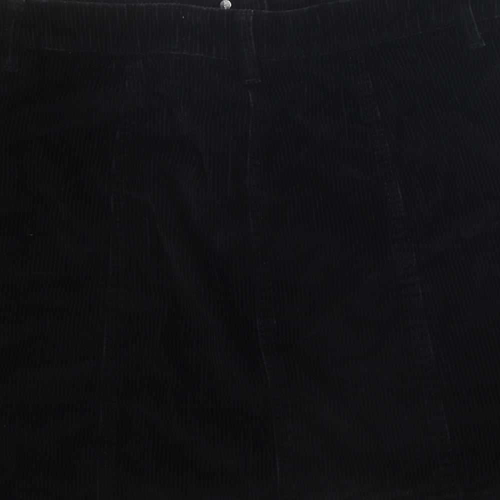 NEXT Womens Black Cotton A-Line Skirt Size 14 Zip