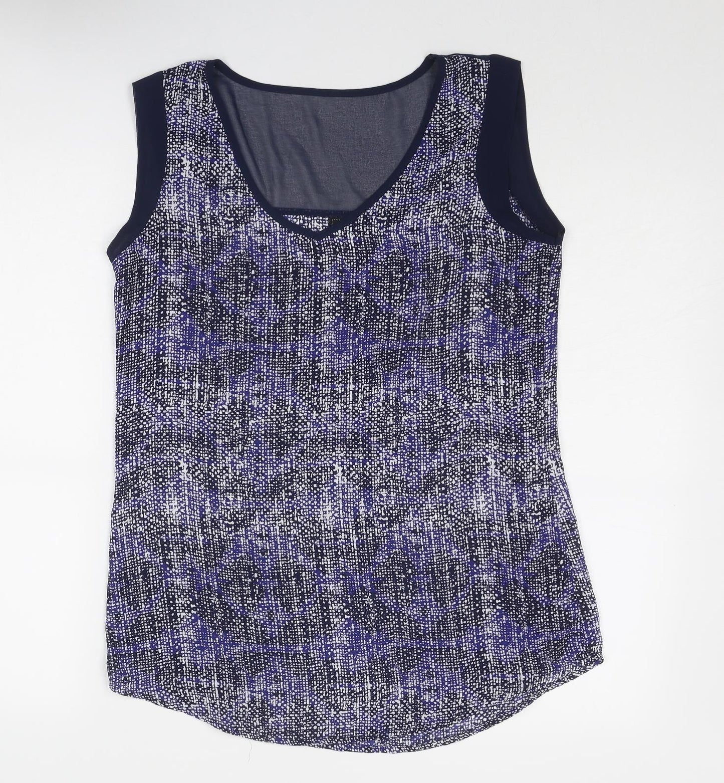 Jeanswest Womens Blue Geometric Polyester Basic Blouse Size 8 V-Neck