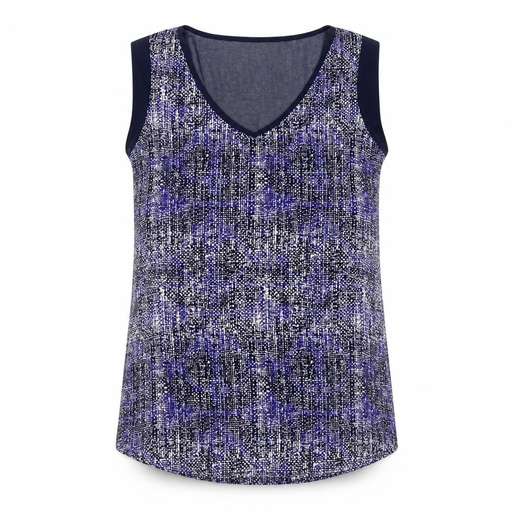 Jeanswest Womens Blue Geometric Polyester Basic Blouse Size 8 V-Neck