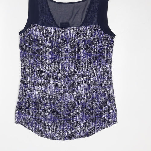 Jeanswest Womens Blue Geometric Polyester Basic Blouse Size 8 V-Neck