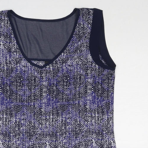 Jeanswest Womens Blue Geometric Polyester Basic Blouse Size 8 V-Neck