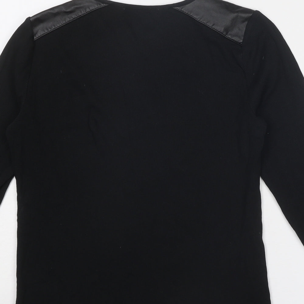 Lauren Ralph Lauren Womens Black Cotton Basic T-Shirt Size L Round Neck