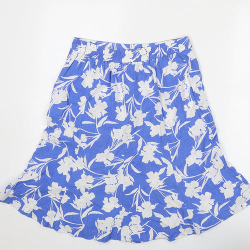 Classic Womens Blue Floral Viscose Swing Skirt Size 12