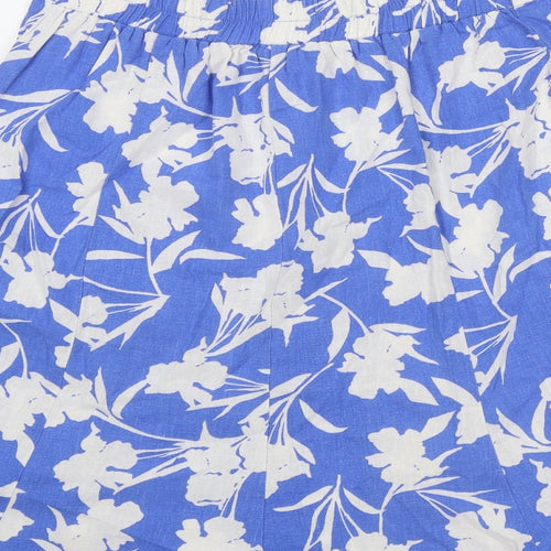 Classic Womens Blue Floral Viscose Swing Skirt Size 12
