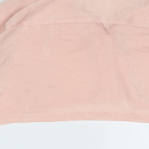 Topshop Womens Pink Polyester Cropped Button-Up Size 10 Collared