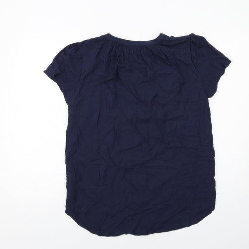 Saint Tropez Clothing Womens Blue Viscose Basic Blouse Size S V-Neck