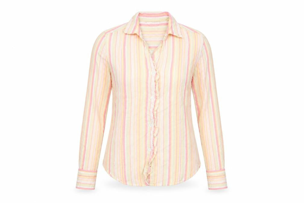 Editions Womens Multicoloured Striped Cotton Basic Button-Up Size 12 Collared