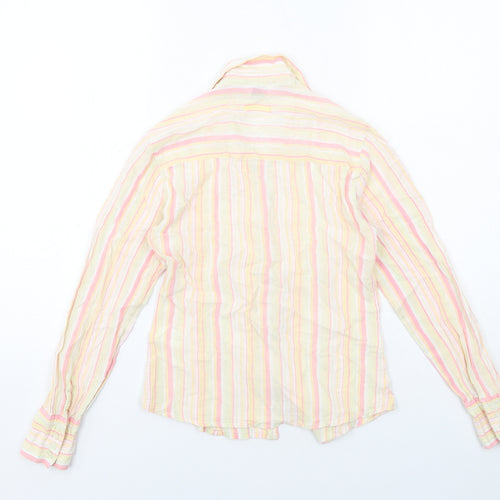 Editions Womens Multicoloured Striped Cotton Basic Button-Up Size 12 Collared
