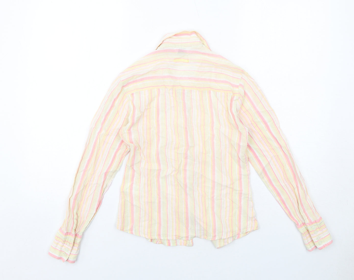 Editions Womens Multicoloured Striped Cotton Basic Button-Up Size 12 Collared