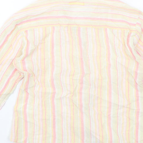 Editions Womens Multicoloured Striped Cotton Basic Button-Up Size 12 Collared