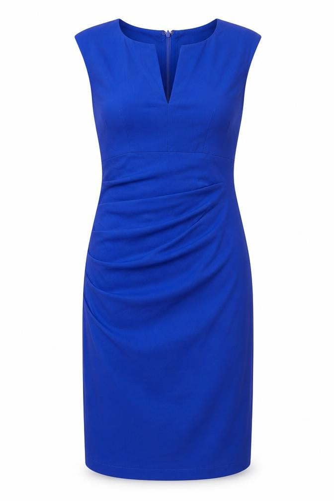 Izabel London Womens Blue Viscose Sheath Size 10 V-Neck Zip