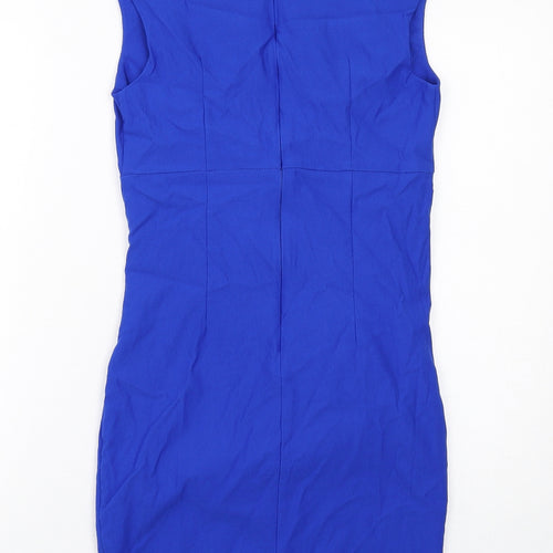 Izabel London Womens Blue Viscose Sheath Size 10 V-Neck Zip