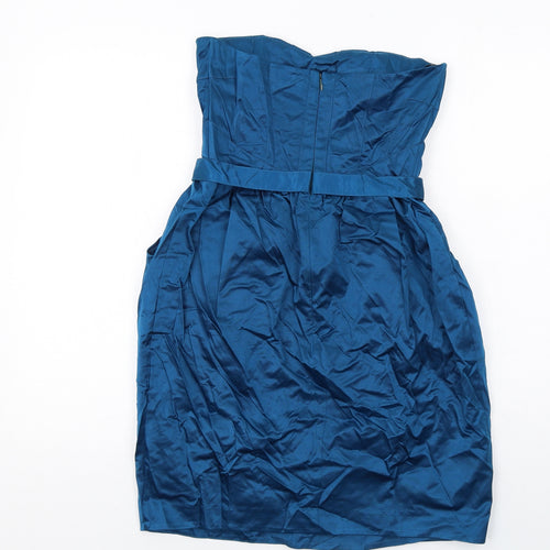 Warehouse Womens Blue Polyester Mini Size 10 Sweetheart Zip - Strapless