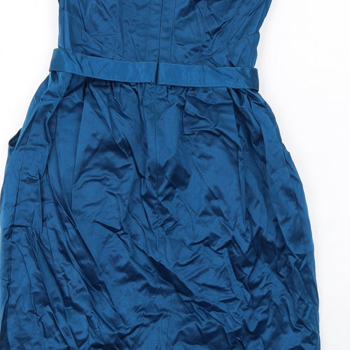 Warehouse Womens Blue Polyester Mini Size 10 Sweetheart Zip - Strapless