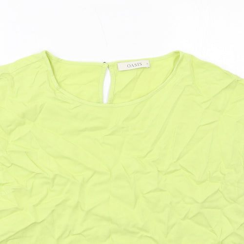 Oasis Womens Yellow Viscose Basic Blouse Size 16 Boat Neck - Tie Front