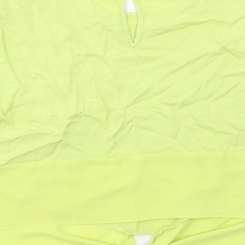 Oasis Womens Yellow Viscose Basic Blouse Size 16 Boat Neck - Tie Front