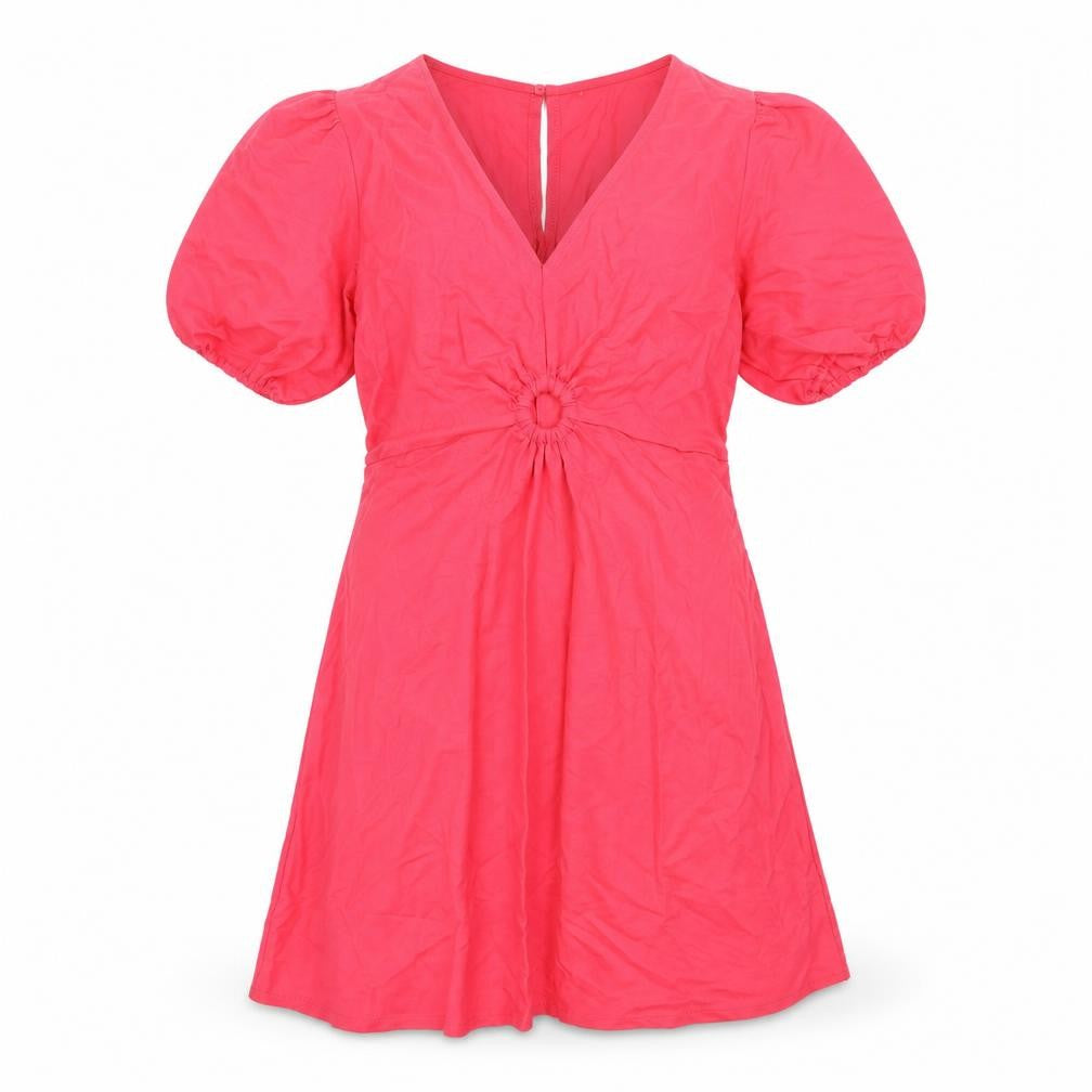 Mango Womens Pink Viscose A-Line Size M V-Neck Pullover - Ring Detail