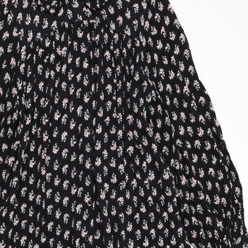 Per Una Womens Black Geometric Viscose Shirt Dress Size 14 Collared Button