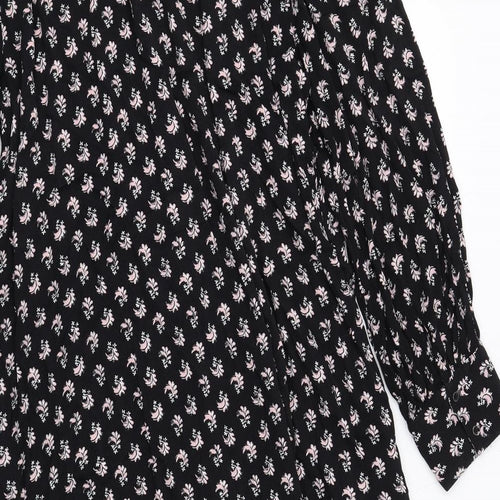 Per Una Womens Black Geometric Viscose Shirt Dress Size 14 Collared Button