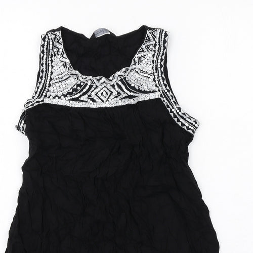 Dorothy Perkins Womens Black Viscose Basic Tank Size 12 Round Neck