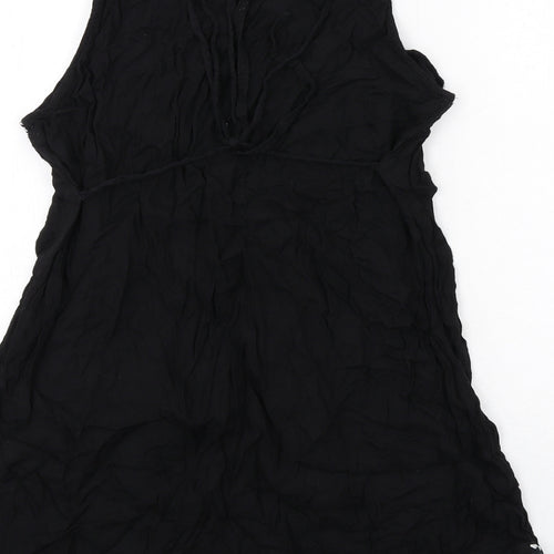 Dorothy Perkins Womens Black Viscose Basic Tank Size 12 Round Neck