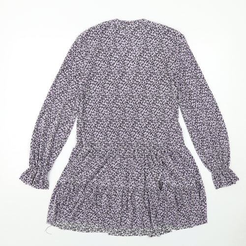 ASOS Womens Purple Floral Polyester A-Line Size 4 V-Neck Pullover