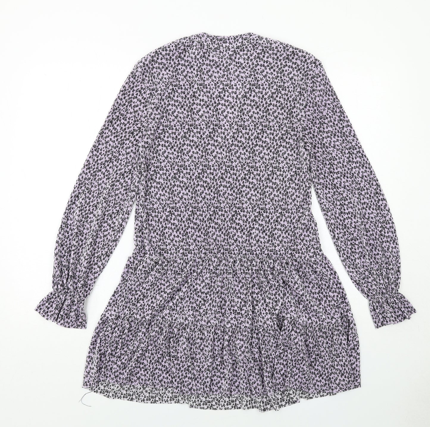 ASOS Womens Purple Floral Polyester A-Line Size 4 V-Neck Pullover