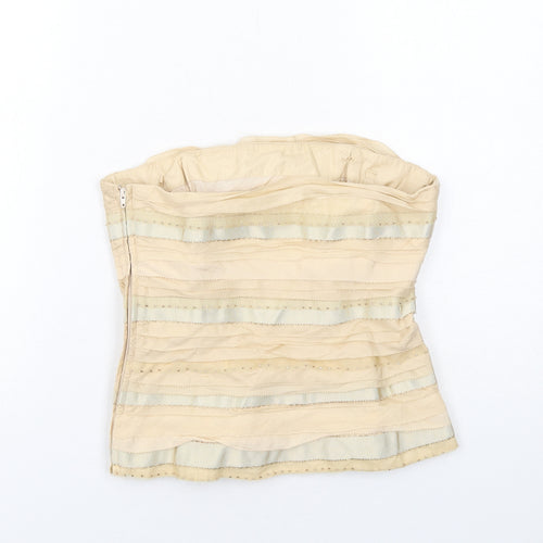 Coast Womens Beige Cotton Cropped Blouse Size 8 Off the Shoulder