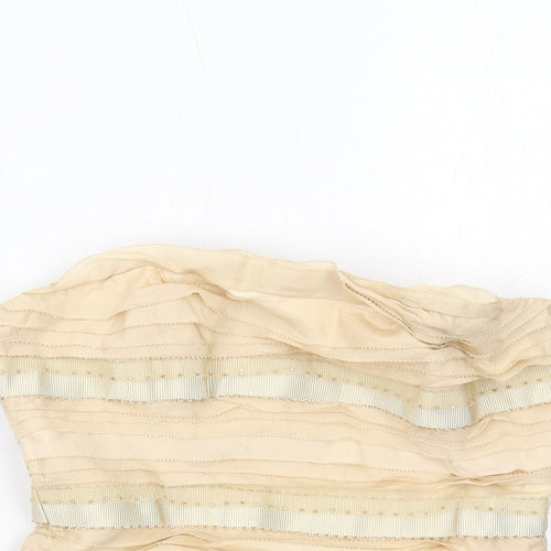 Coast Womens Beige Cotton Cropped Blouse Size 8 Off the Shoulder
