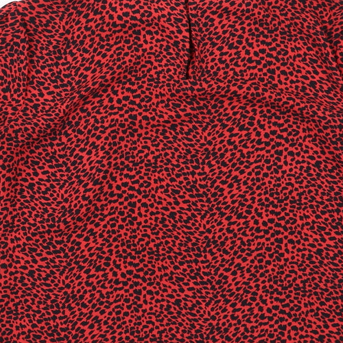 Oasis Womens Red Geometric Polyester Basic Blouse Size 8 Round Neck
