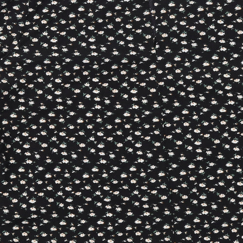 Louche Womens Black Floral Polyester Basic Blouse Size 8 Round Neck