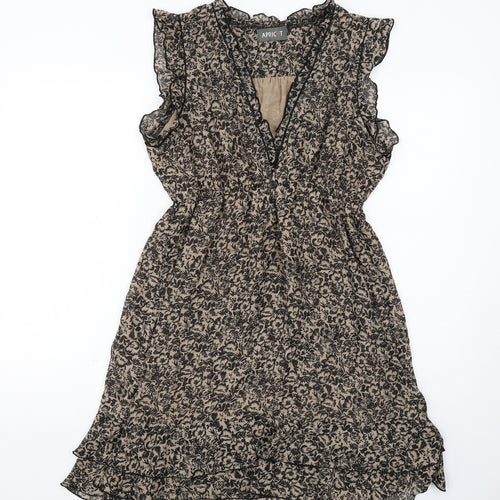 Apricot Womens Beige Floral Polyester Shift Size M V-Neck Pullover