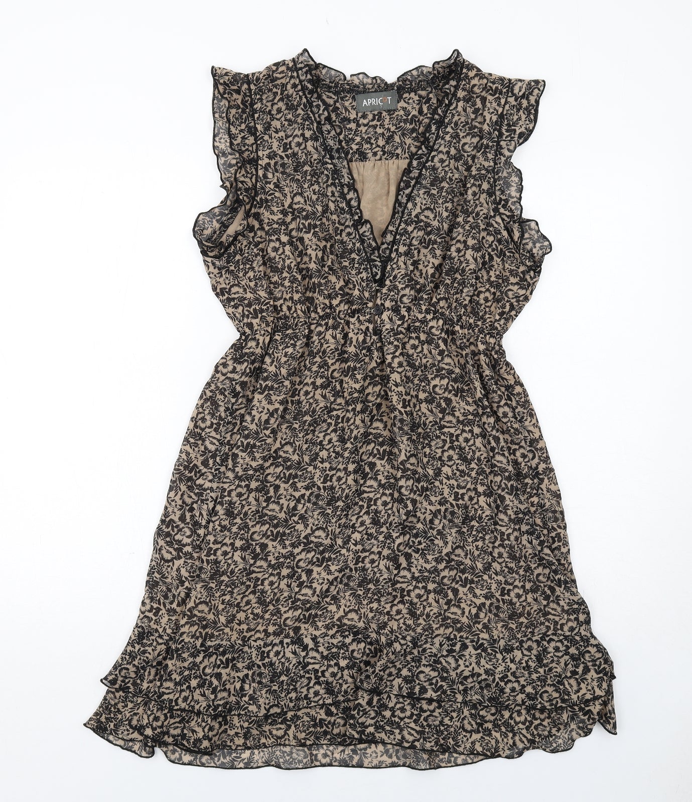 Apricot Womens Beige Floral Polyester Shift Size M V-Neck Pullover