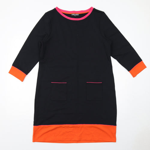 Laura Ashley Womens Black Colourblock Viscose Jumper Dress Size 14 Round Neck Pullover
