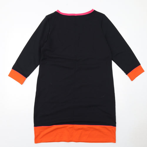 Laura Ashley Womens Black Colourblock Viscose Jumper Dress Size 14 Round Neck Pullover