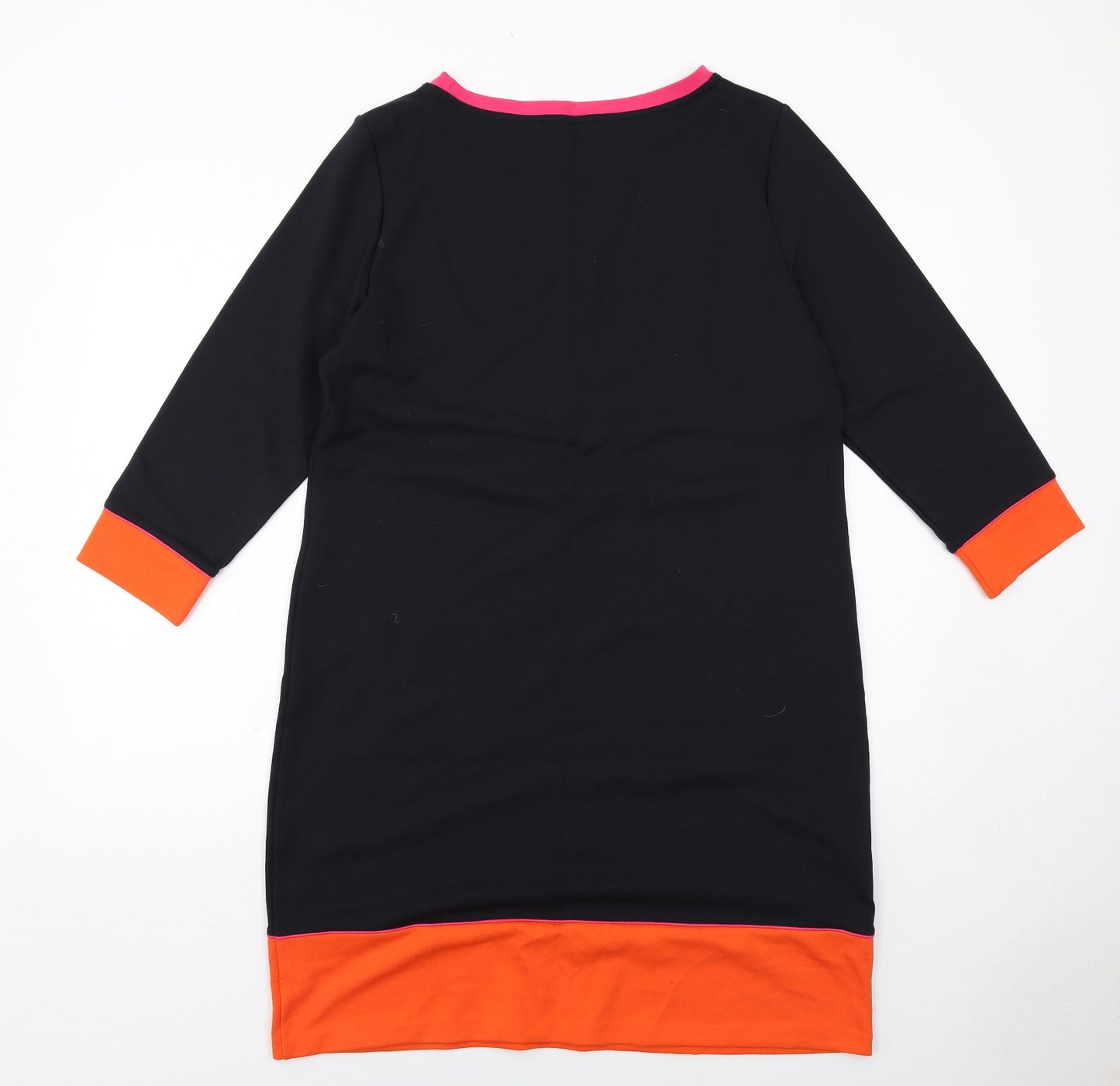 Laura Ashley Womens Black Colourblock Viscose Jumper Dress Size 14 Round Neck Pullover