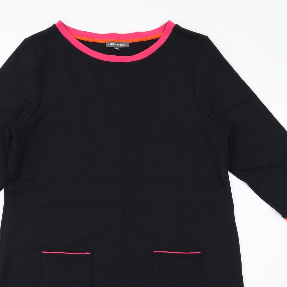 Laura Ashley Womens Black Colourblock Viscose Jumper Dress Size 14 Round Neck Pullover