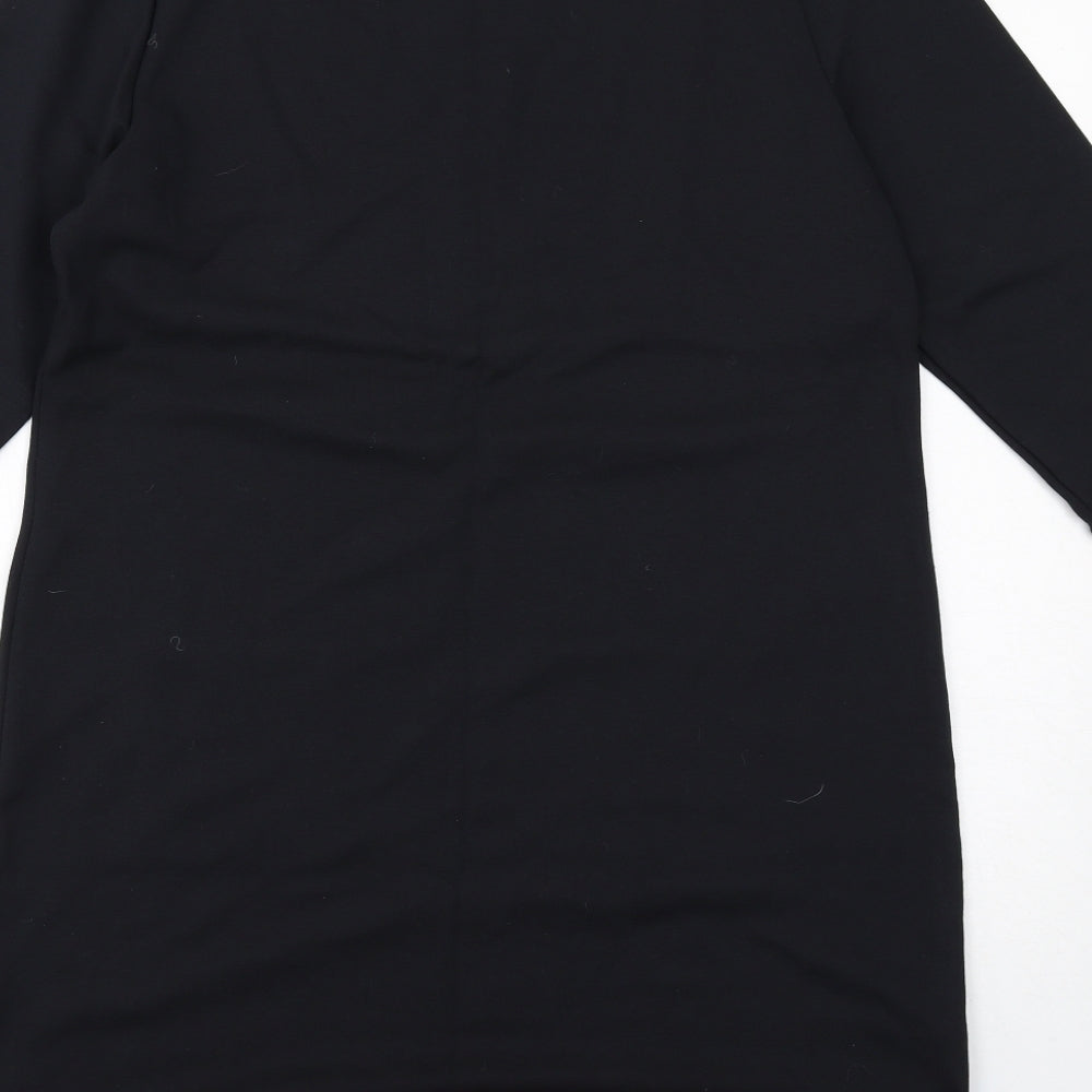 Laura Ashley Womens Black Colourblock Viscose Jumper Dress Size 14 Round Neck Pullover