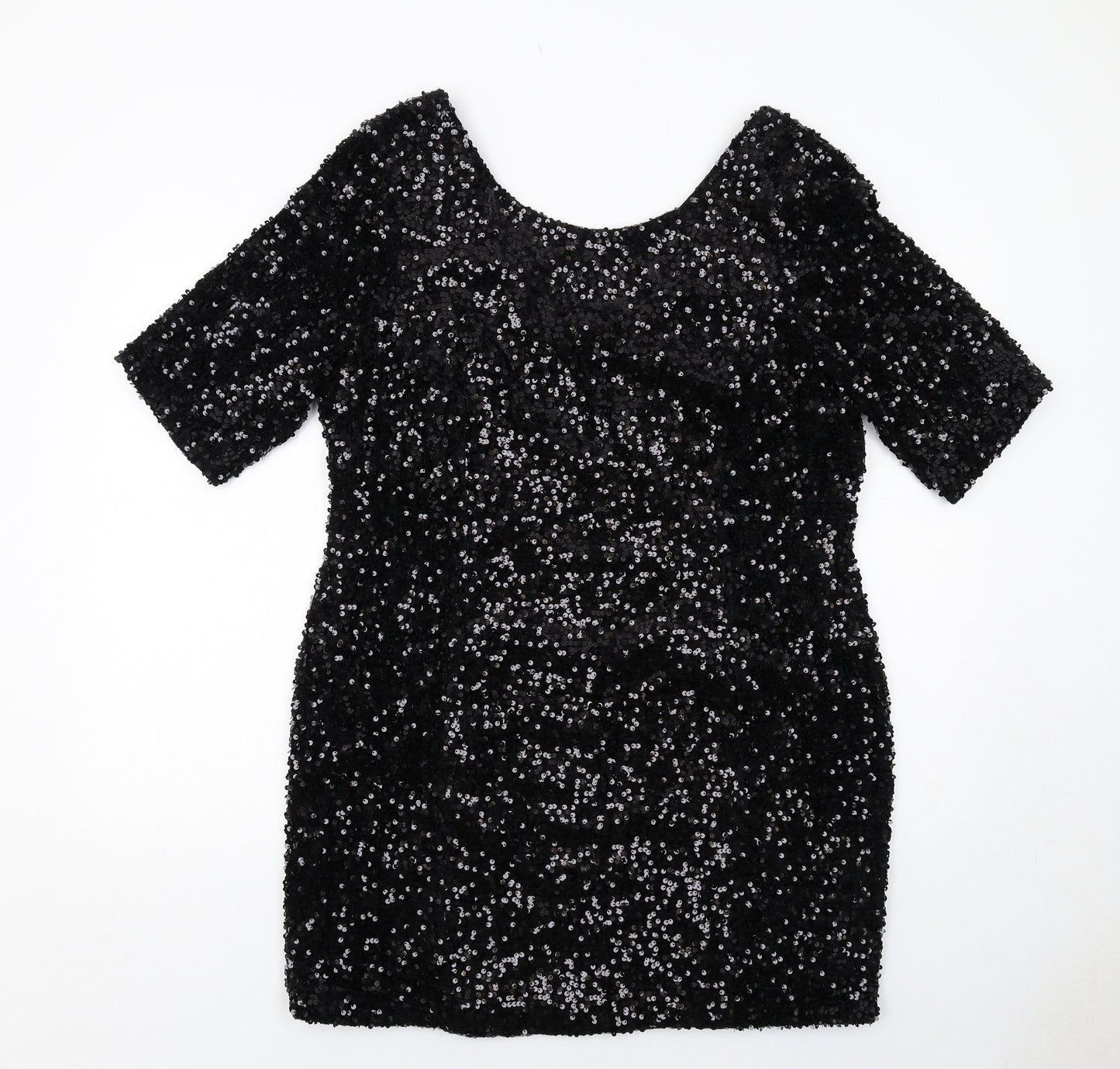 Red Herring Womens Black Polyester A-Line Size 18 Round Neck Zip