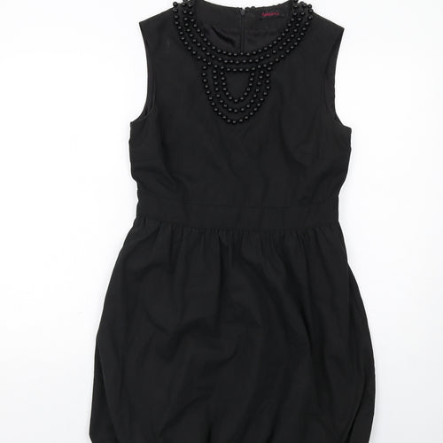 Coleen Womens Black Polyester A-Line Size 12 Round Neck Zip