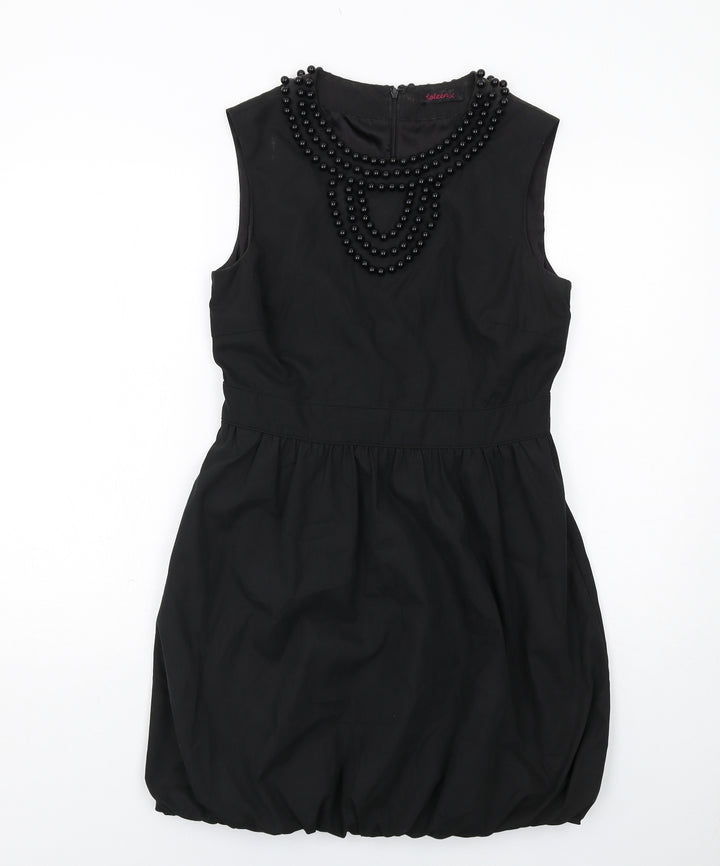 Coleen Womens Black Polyester A-Line Size 12 Round Neck Zip