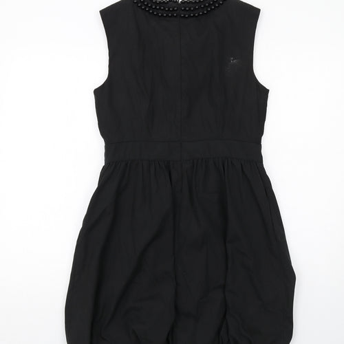 Coleen Womens Black Polyester A-Line Size 12 Round Neck Zip