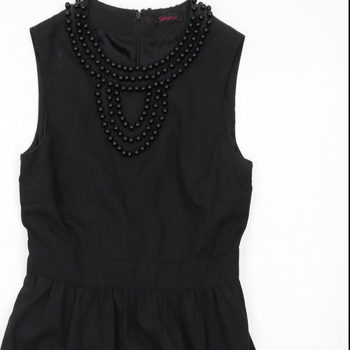 Coleen Womens Black Polyester A-Line Size 12 Round Neck Zip