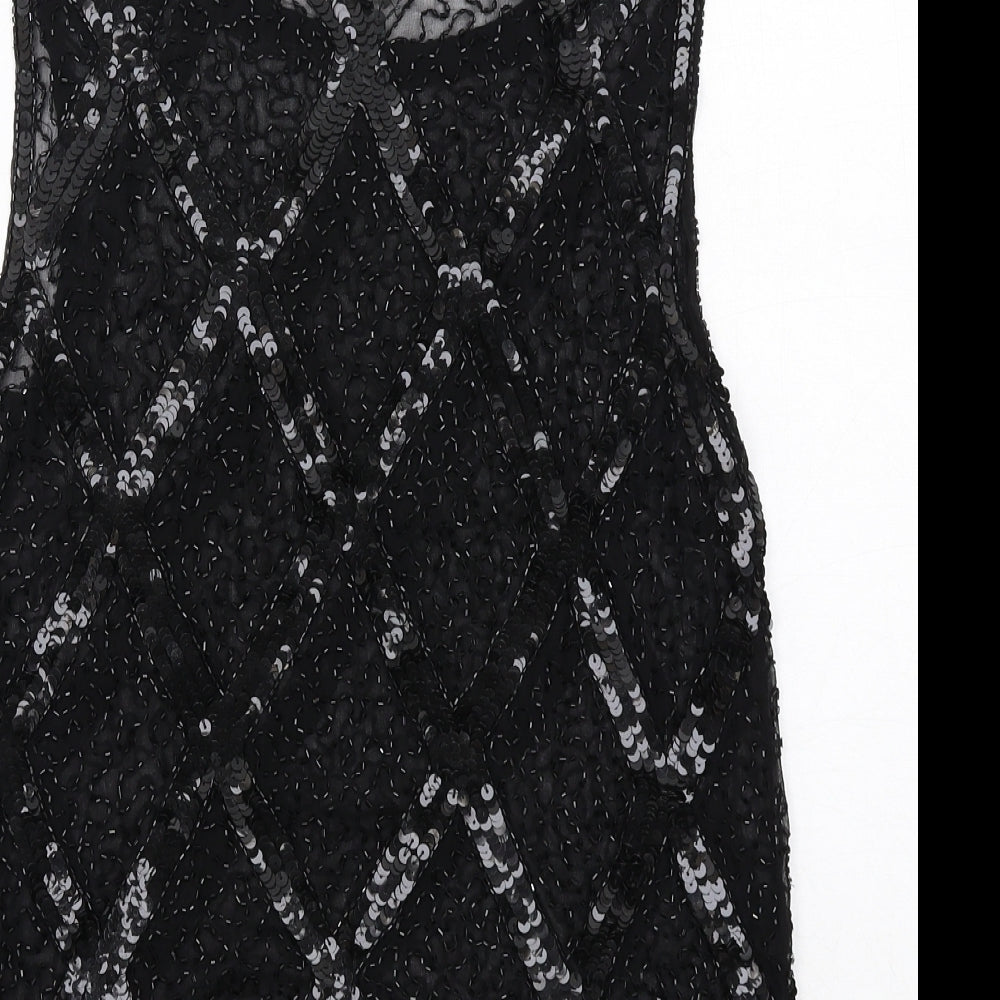 Pink Soda Womens Black Silk Basic Tank Size 12 Round Neck