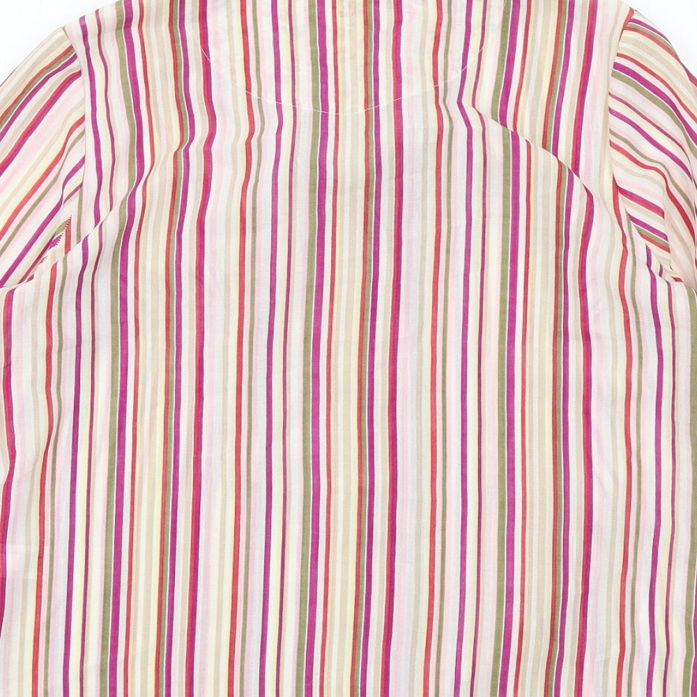 Marks and Spencer Womens Multicoloured Striped Polyester Basic Button-Up Size 14 Collared