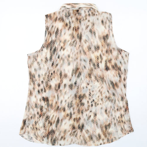 Lipsy Womens Beige Geometric Polyester Basic Tank Size 16 Collared
