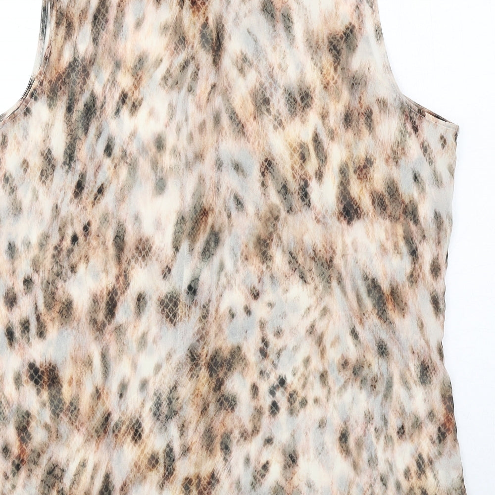 Lipsy Womens Beige Geometric Polyester Basic Tank Size 16 Collared