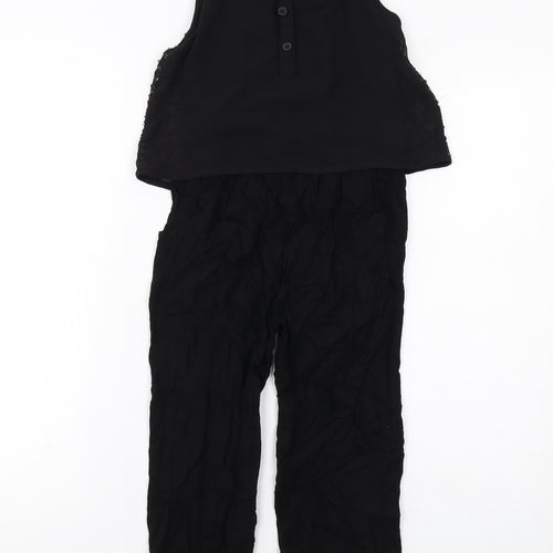 Blue Zoo Girls Black Viscose Jumpsuit One-Piece Size 6 Years Button