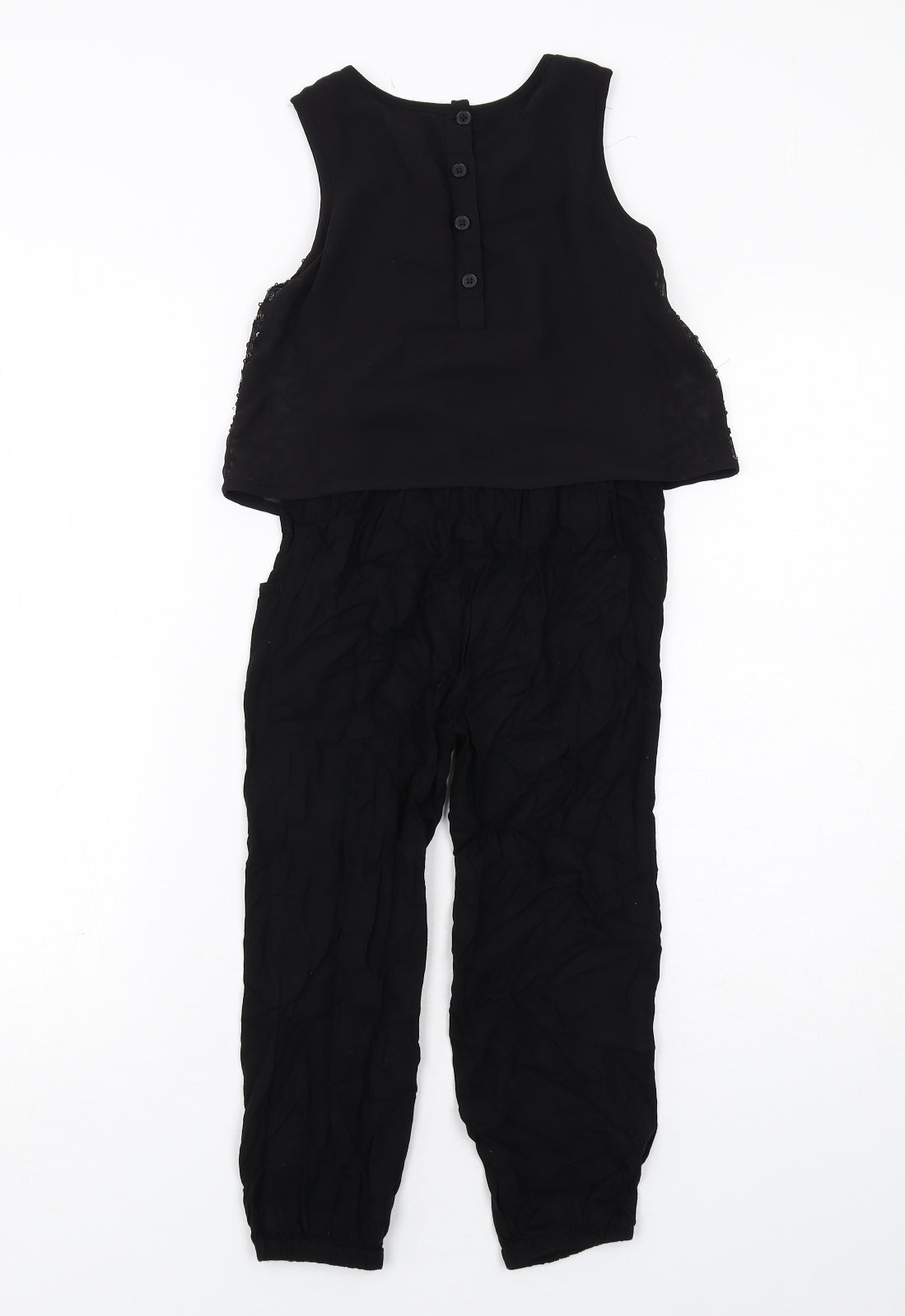 Blue Zoo Girls Black Viscose Jumpsuit One-Piece Size 6 Years Button
